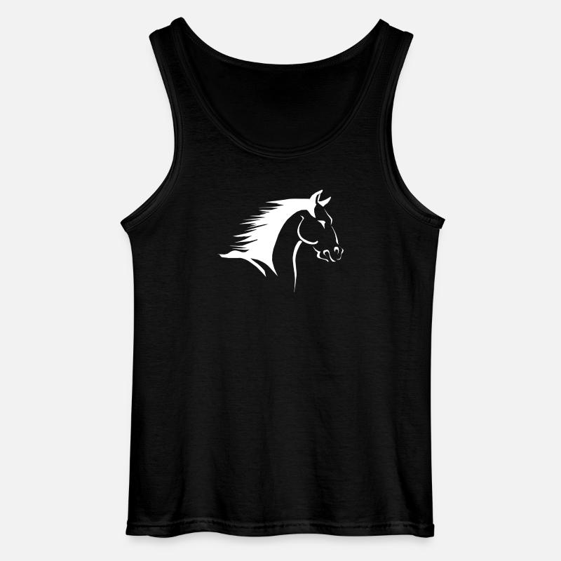 Pferdekopf Silhouette im Kontrast - Gildan Männer Tank Top - Schwarz
