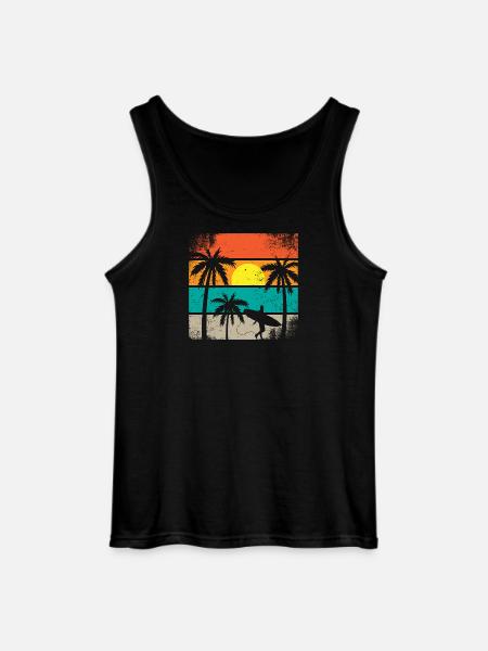 Sunset Surf Palm - Gildan Männer Tank Top - Schwarz