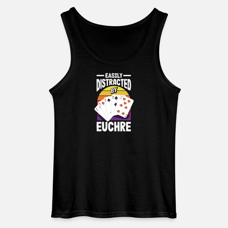 Easily distracted by Euchre - Gildan Men’s Tank Top - black