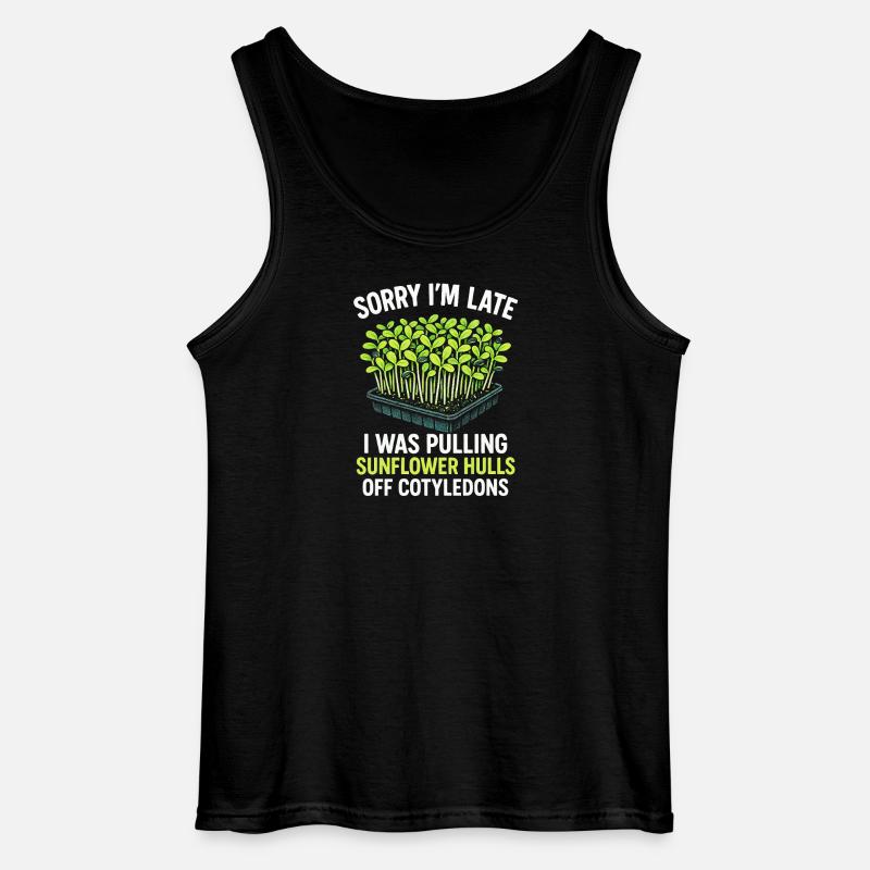 Zu spät wegen Sonnenblumenhüllen | Microgreens - Gildan Männer Tank Top - Schwarz