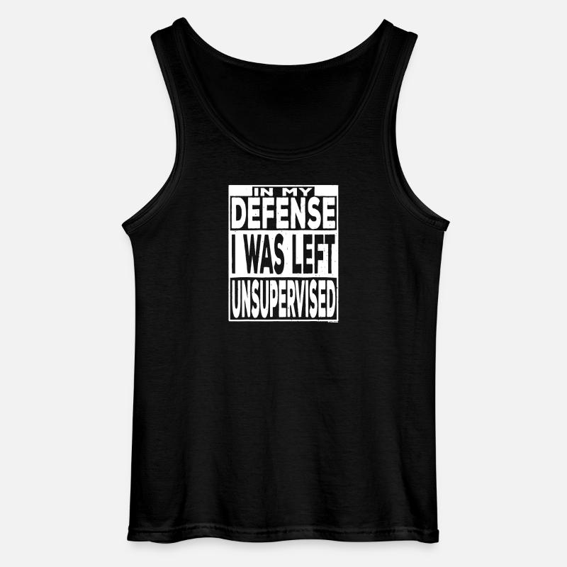 Left Unsupervised Defense Tee - Gildan Men’s Tank Top - black