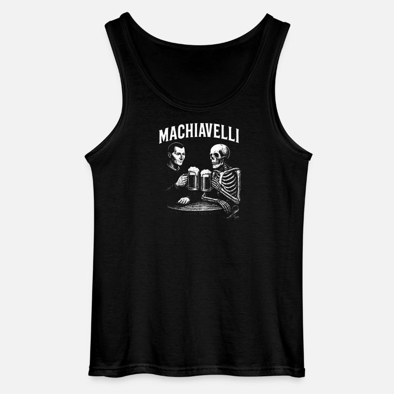 Machiavelli trinkt Bier mit Skeleton - Gildan Männer Tank Top - Schwarz