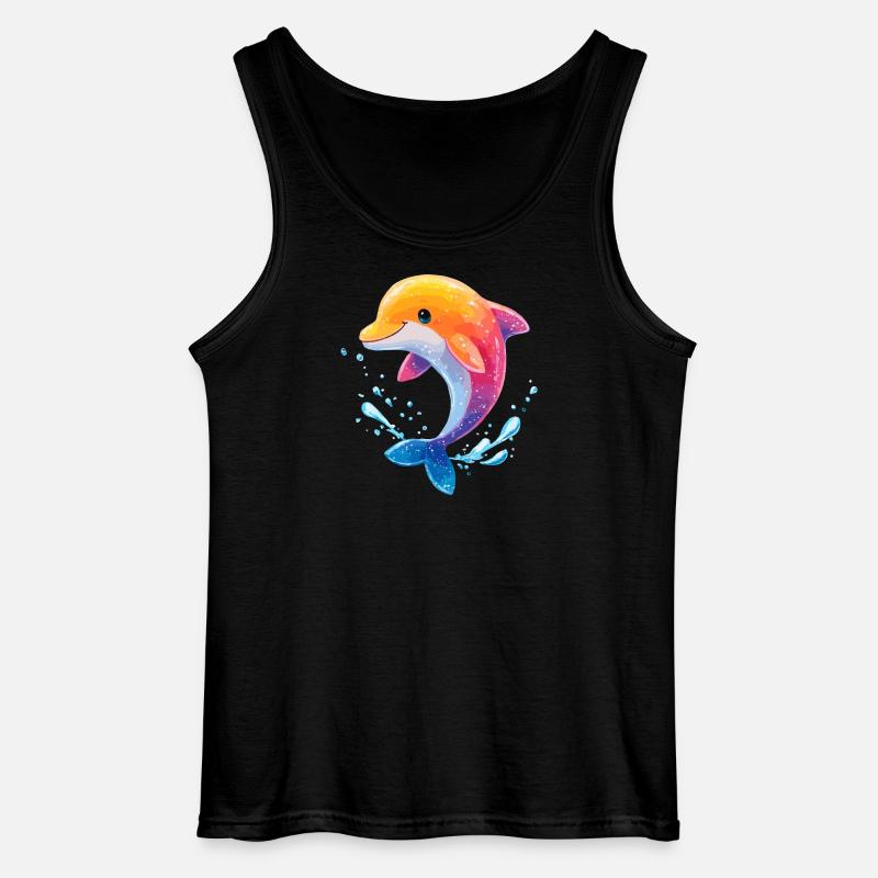 Farbiger Delfin Spritz - Gildan Männer Tank Top - Schwarz