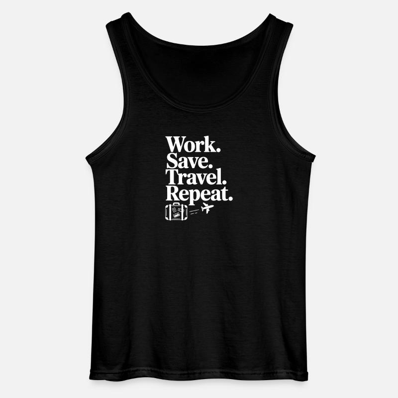 Work. Save. Travel. Repeat. - Gildan Men’s Tank Top - black