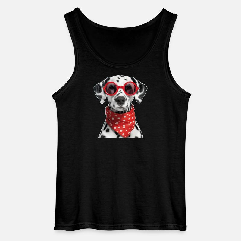 Dalmatiner Hund mit Brille - Gildan Männer Tank Top - Schwarz