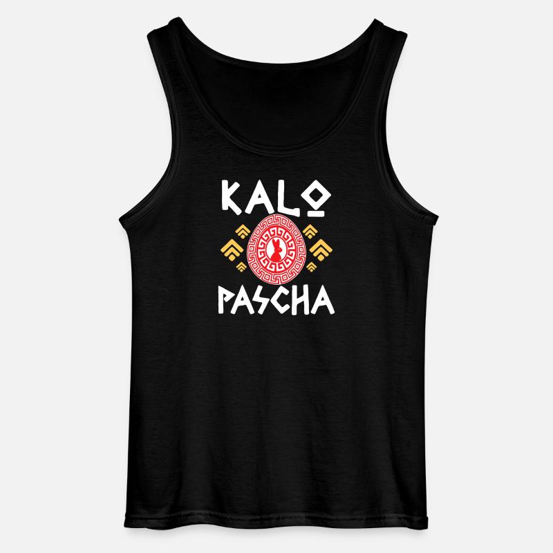 Kalo Pascha: Easter Rabbit Circle - Gildan Men’s Tank Top - black