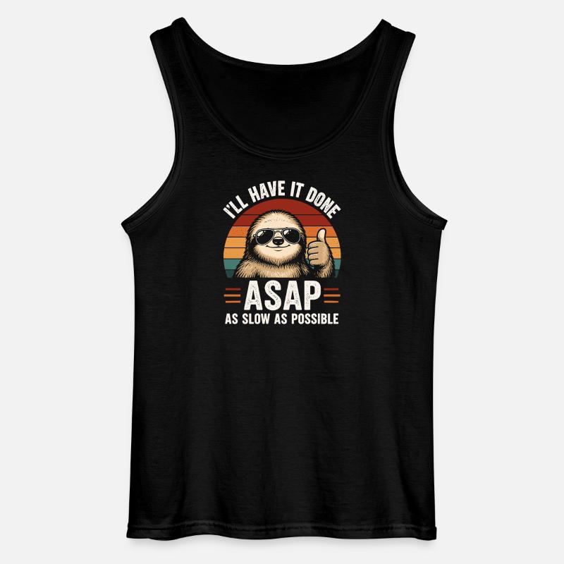 Slow As Possible Sloth Retro - Gildan Men’s Tank Top - black
