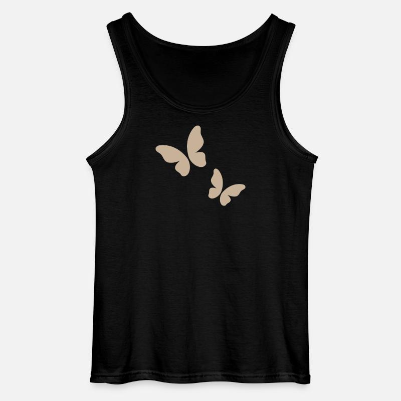 Beige Schmetterling Muster - Gildan Männer Tank Top - Schwarz