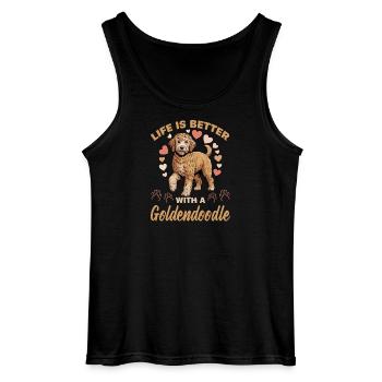 Goldendoodle Dog Breed - Gildan Men’s Tank Top - black - Front - AI Model Male 185 dark (185cm)