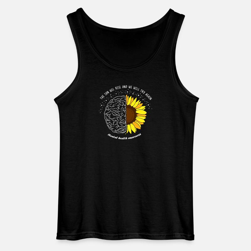 Sunrise Mind: Brain and Bloom - Gildan Men’s Tank Top - black