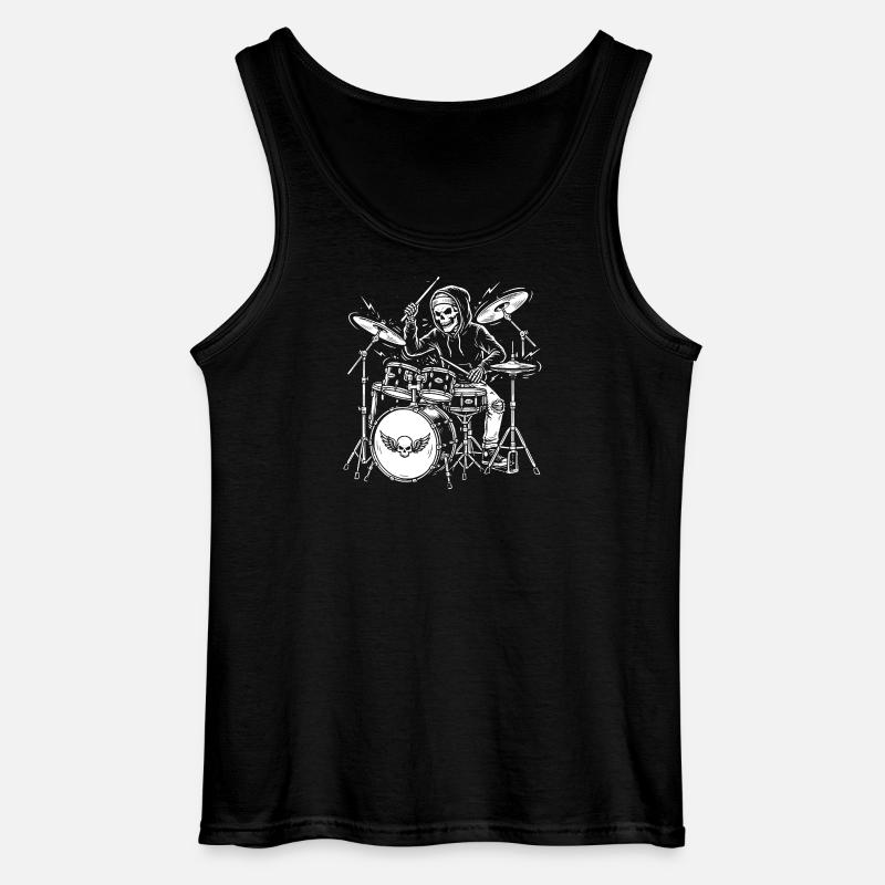 Grim Drummer Skeleton - Gildan Männer Tank Top - Schwarz