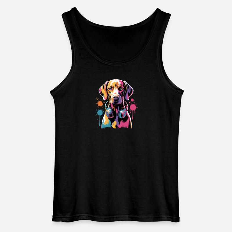 Viszla mit Kopfhörer - Gildan Männer Tank Top - Schwarz
