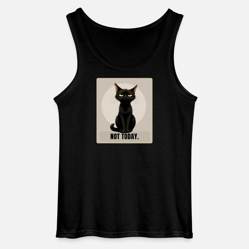 NOT TODAY Sarcastic Black Cat Design - Gildan Männer Tank Top - Schwarz