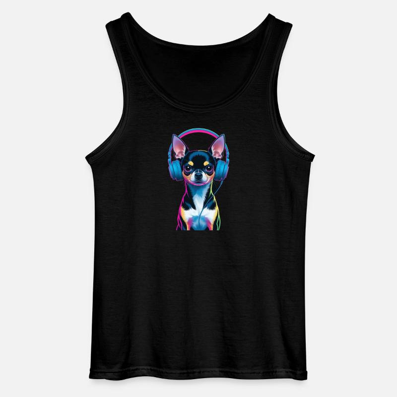Chihuahua Kopfhörer - Gildan Männer Tank Top - Schwarz