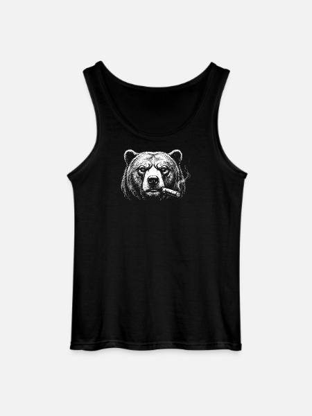 Bären-Zigarrenporträt in fetter Tinte - Gildan Männer Tank Top - Schwarz