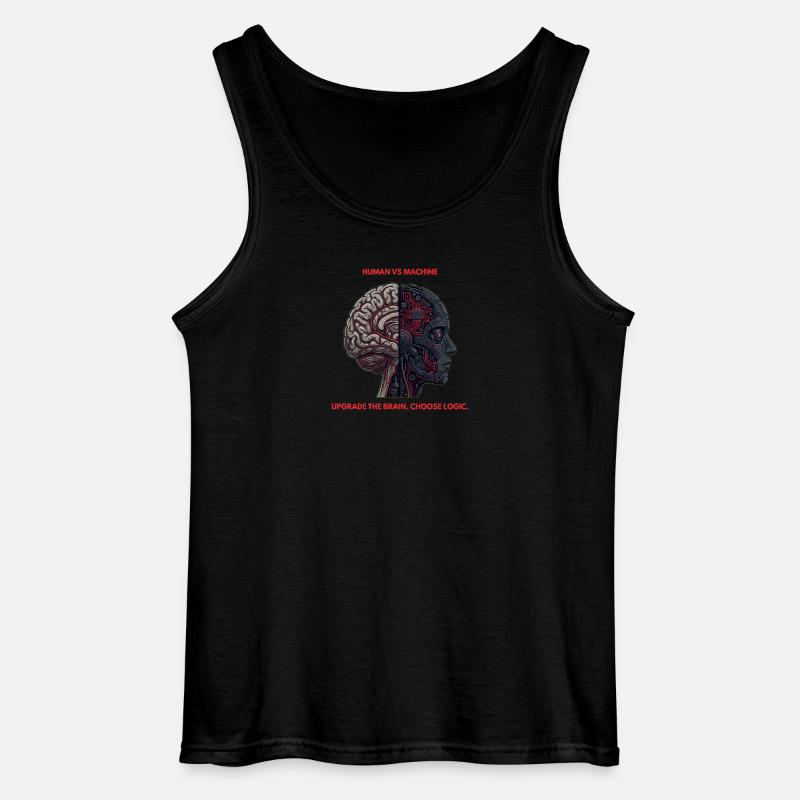 Human VS Machine Cyber Brain Logic - Gildan Men’s Tank Top - black