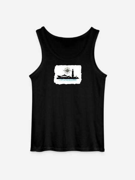 Warnemünde Compass & Lighthouse Silhouette - Gildan Men’s Tank Top - black