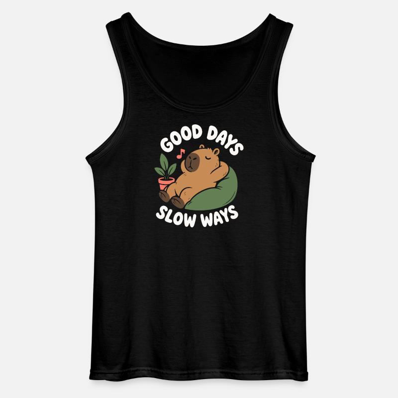 Good Days Slow Ways Capybara - Gildan Männer Tank Top - Schwarz