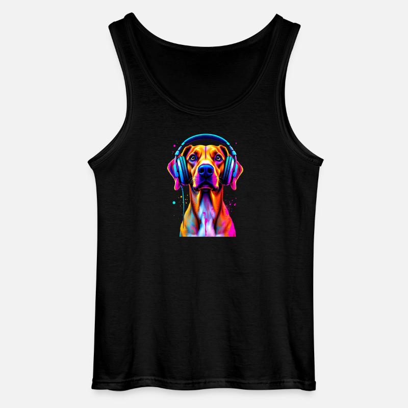 Viszla mit Kopfhörer - Gildan Männer Tank Top - Schwarz