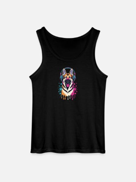 Deutscher Schäferhund mit Kopfhörer - Gildan Männer Tank Top - Schwarz