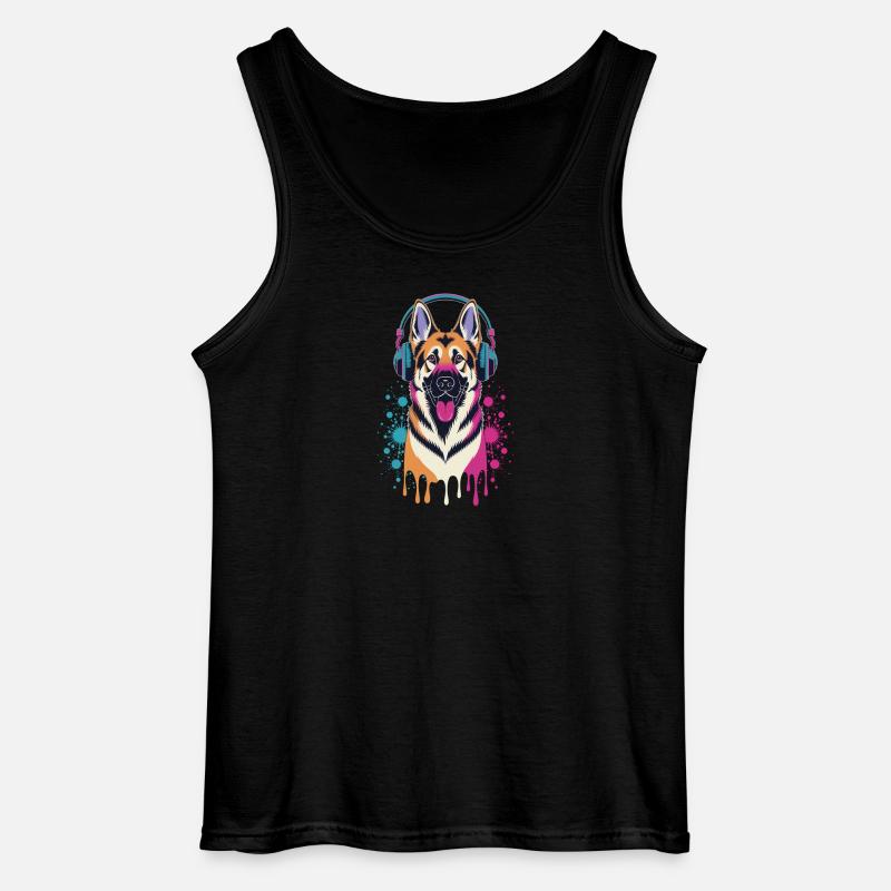 Deutscher Schäferhund mit Kopfhörer - Gildan Männer Tank Top - Schwarz