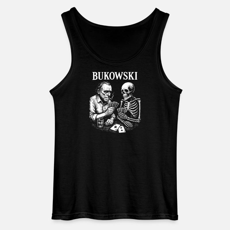 Bukowski spielt Karten mit Skeleton - Gildan Männer Tank Top - Schwarz