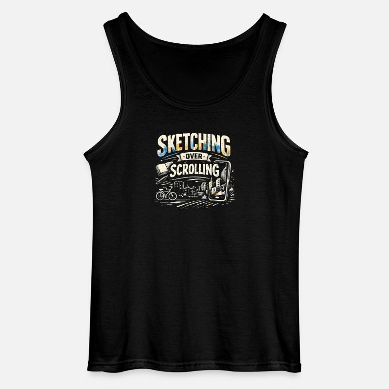 Skizzieren statt Scrollen | Urban Sketching - Gildan Männer Tank Top - Schwarz