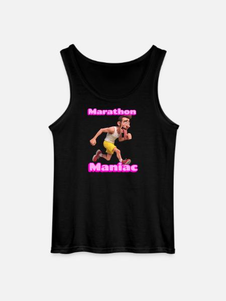 Marathon Maniac Cartoon Runner - Gildan Men’s Tank Top - black