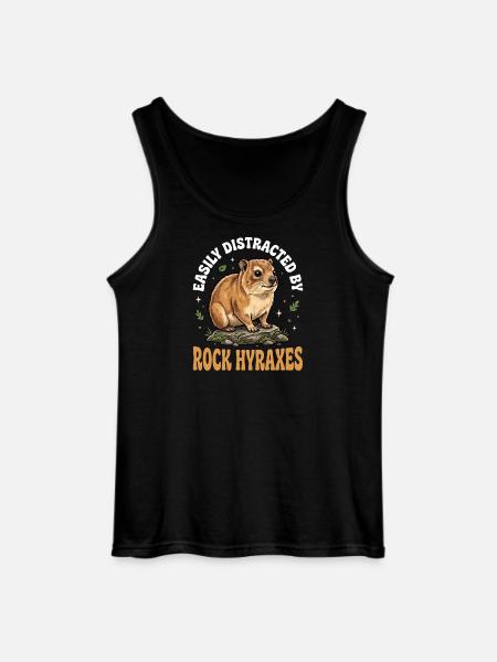 Easily distracted by rock hyraxes - Gildan Men’s Tank Top - black