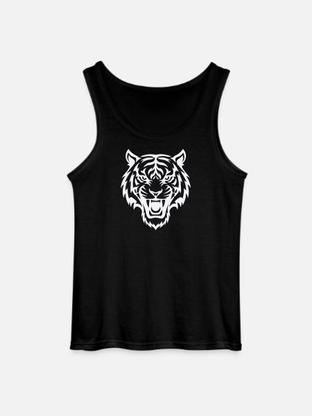 Stylized tiger head pattern - Gildan Men’s Tank Top - black