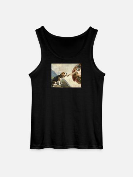 Dog God Hand Beagle Dog meme - Gildan Men’s Tank Top - black