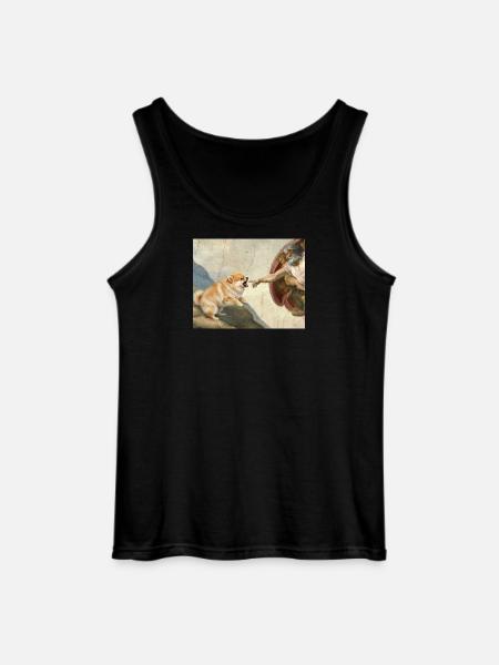 Dog God Hand Pomeranian Dog meme - Gildan Men’s Tank Top - black