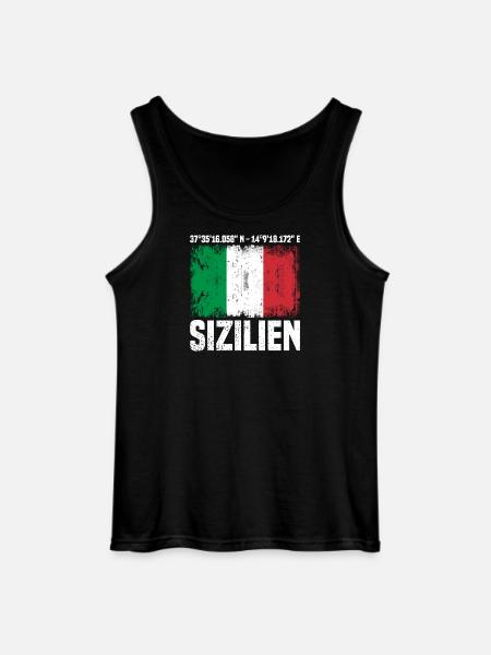 Sizilien Koordinaten - Gildan Männer Tank Top - Schwarz