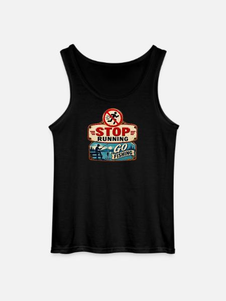 Stop Running – Go fishing. - Gildan Männer Tank Top - Schwarz