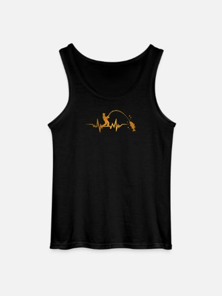 Angler Heartbeat ECG Fishing Pulse - Gildan Men’s Tank Top - black