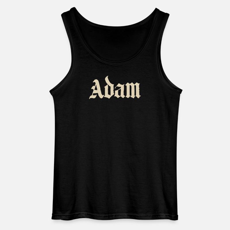Adam Gothic Script Tee - Gildan Men’s Tank Top - black