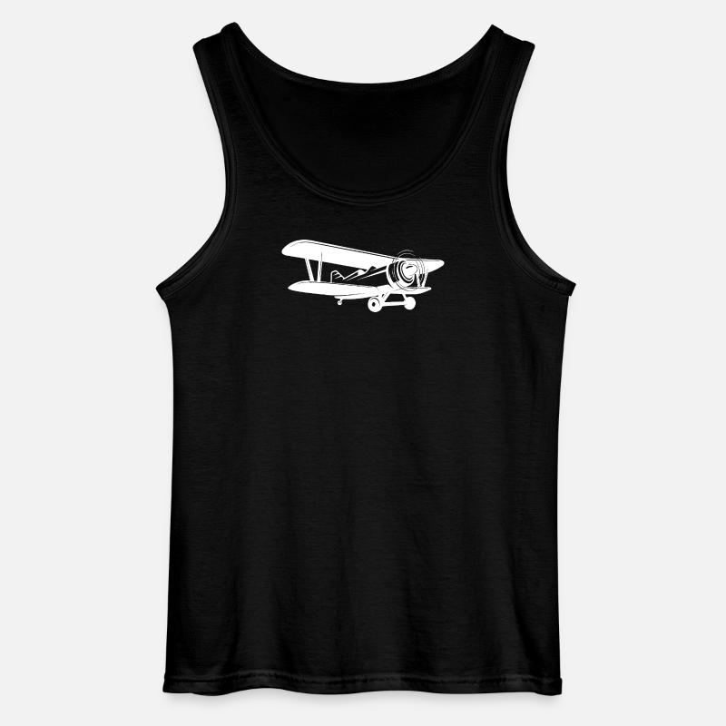 Doppeldecker Pilot Retro Minimalistisch - Gildan Männer Tank Top - Schwarz