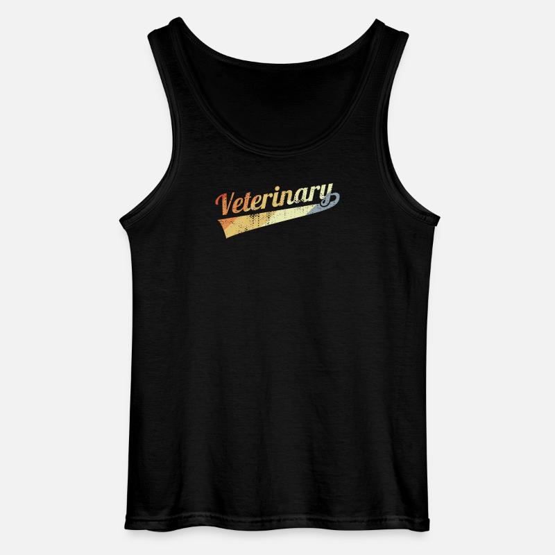 Tierarzt Retro Farbverlauf Logo - Gildan Männer Tank Top - Schwarz