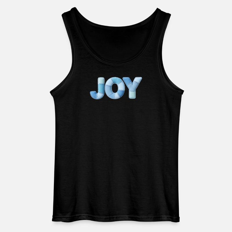 Lettrage Joyeuse en patchwork bleu - Débardeur Gildan Homme - noir