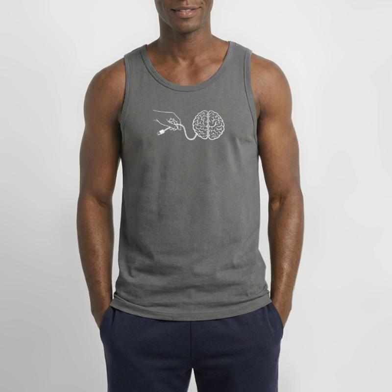 Brain Head Cable Connector Artificial Intelligence Gildan Men’s Tank Top