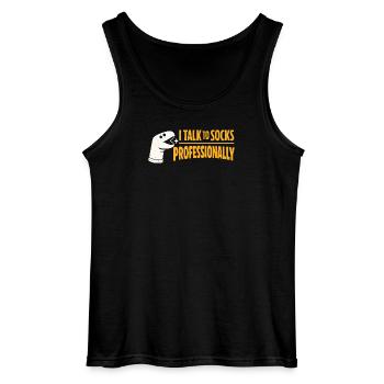 Mit Socken reden | Sockenpuppe Humor - Gildan Männer Tank Top - Schwarz - Vorne - AI Model Male 185 dark (185cm)