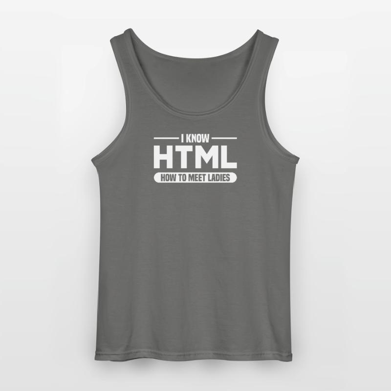 HTML Humor Code Programmer Saying Gildan Men’s Tank Top