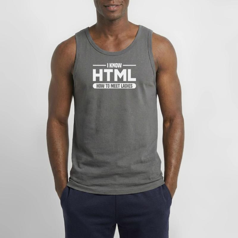 HTML Humor Code Programmer Saying Gildan Men’s Tank Top