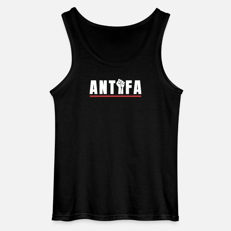 Antifa Protestfist Antifascist Statement - Gildan Men’s Tank Top - black