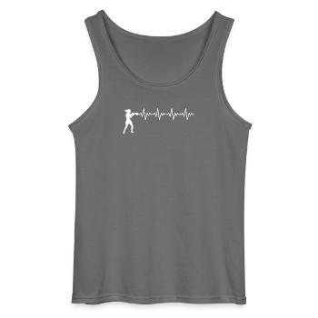 Boxerin Boxen EKG Herzschlag Herzfrequenz - Gildan Männer Tank Top - Anthrazit - Vorne - AI Model Male 185 dark (185cm)