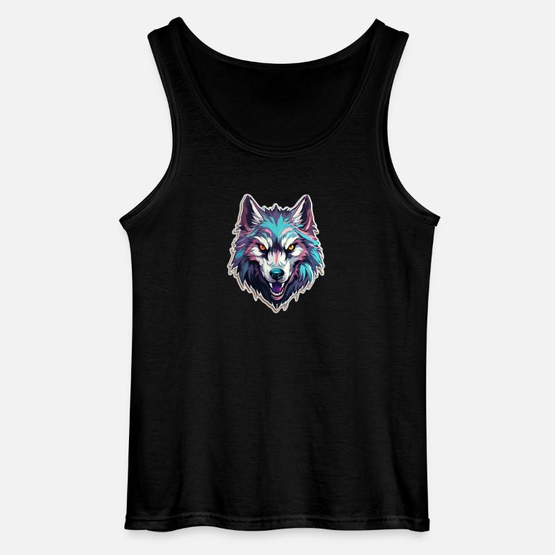 Wolf - Illustration - Gildan Männer Tank Top - Schwarz