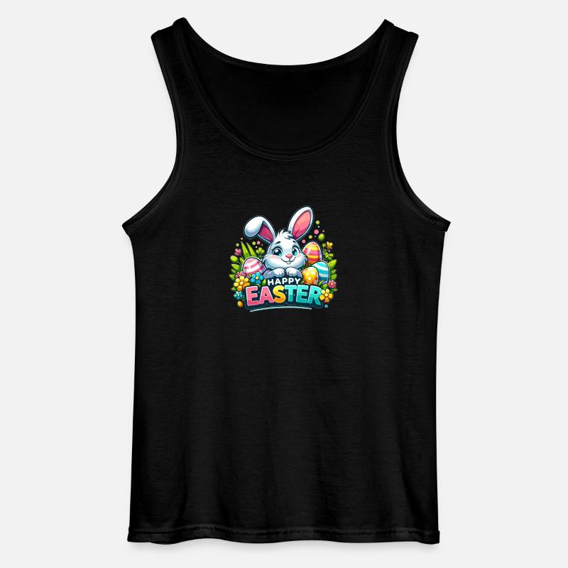 Happy Easter - Easter Bunny Illustration - Gildan Men’s Tank Top - black