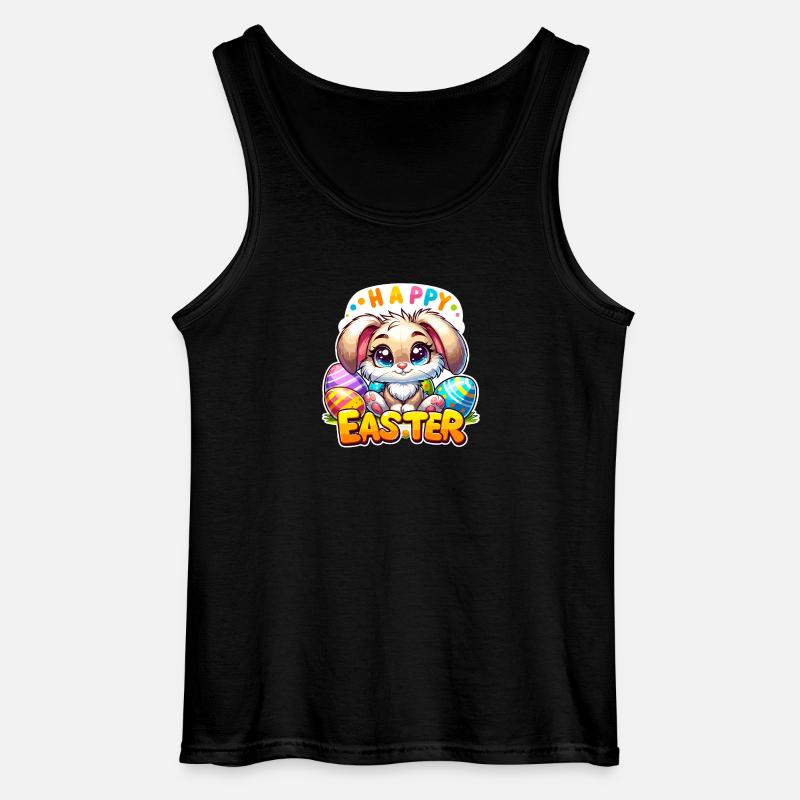 Happy Easter - Easter Bunny Illustration - Gildan Men’s Tank Top - black