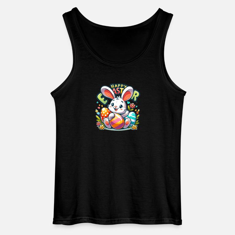 Happy Easter - Easter Bunny Illustration - Gildan Men’s Tank Top - black
