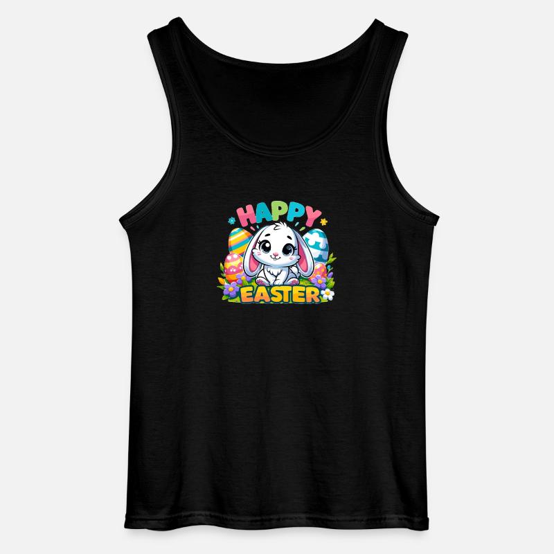 Happy Easter - Easter Bunny Illustration - Gildan Men’s Tank Top - black